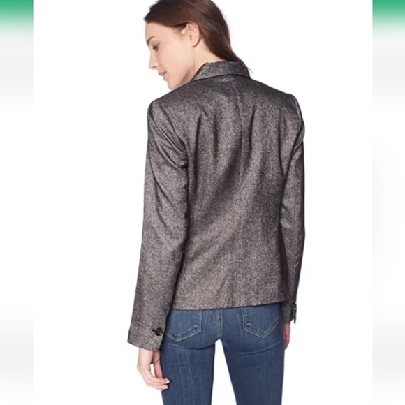 Nine West | 1 Button Shawl Collar Blazer | Smoke Gray & Black | Size 6 - Picture 8 of 8